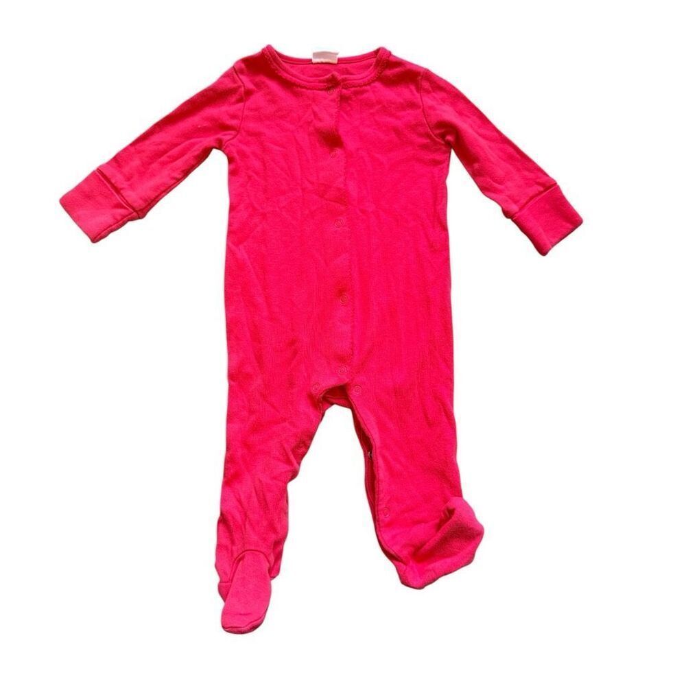 Baby Girls Starting Out Coral Cotton Snap Down Footie Pajamas Sleeper - 6 mo